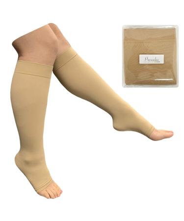Open Toe 8-15 mmHg Mild Compression Leg Calf Relief Traditional Sock Nude Small/Medium (1 Pair)