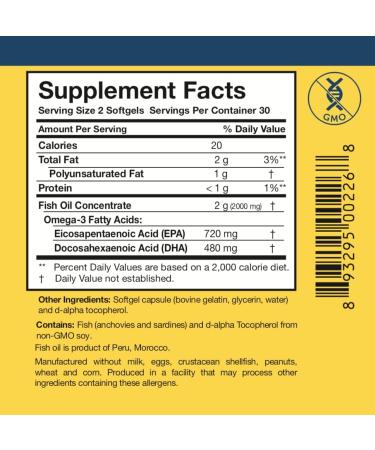 Researched Nutritionals Omega-3 Plus - Fish Oil Supplements for Heart, Brain & Immune Health - Omega-3 Fish Oil with EPA DHA - Purity Tested Essential Fatty Acid Nutritional Supplement (60 ct) 60 Count (Pack of 1) - Buy Online on GoSupps.com