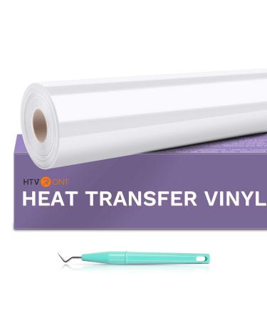 HTVRONT White HTV Vinyl Roll - 12 x 30ft White Iron on Vinyl  Heat Transfer Vinyl for T Shirts  Easy Cutting & Weeding for Cricut and Silhouette (White)