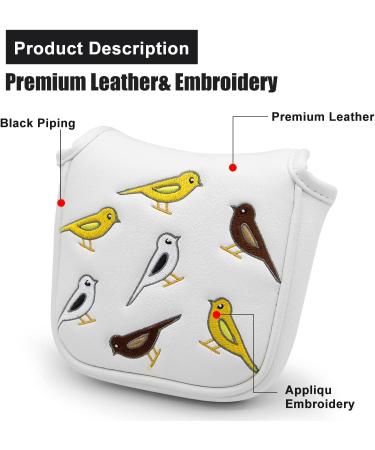 Golf Club Headcover Set - Birdie Birds Design for Driver, Fairway Wood, & Hybrid - White Mallet Putter Cover - 3pcs - Buy Online on GoSupps.com