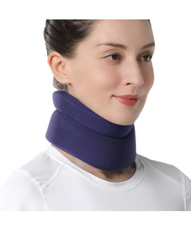 VELPEAU Neck Brace -Foam Cervical Collar - Soft Neck Support Relieves Pain & Pressure in Spine - Wraps Aligns Stabilizes Vertebrae - Can Be Used During Sleep (Comfort Blue Medium 4 ) Comfort(special)blue Medium (Pack of 1)