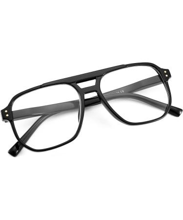 Feizedy Retro 70s Reading Glasses - Blue Light Filter Square Nerd Glasses for Men & Women - Clear Lens +1.50 Black - Buy Online on GoSupps.com