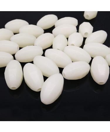 Orootl Glow Beads Fishing Saltwater - 100 Hard Plastic Light Beads | Green & White Oval EI Pearls Bait Fishing Tools - Buy Online on GoSupps.com
