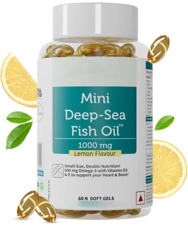 Generic Fish Oil 1000 mg with Lemon Flavour- 2X Omega 3 360mg EPA & 240mg DHA with Vitamin D3 & E | No Fishy Burps/After Taste Heart Health Support | 60 Softgels (30 Days Supply) - Buy Online on GoSupps.com