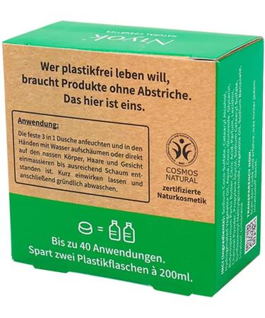 Niyok 3 in 1 Solid Shower Gel Shampoo Facial Cleansing Vegan Organic Plastic-Free Normal to Fine Hair Like Soap Only Skin-Neutral pH 5.5 Natural Cosmetics Early Spring (80 g) - Buy Online on GoSupps.com