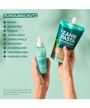 happybrush Toothpaste Dispenser and Refill - Clinically Tested - Toothpaste with Complete Protection Thanks to its 9-Time Formula - Refillable Toothpaste Kit with Fresh Mint Flavor - Buy Online on GoSupps.com