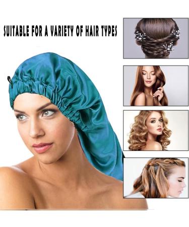 Ladaypoa Long Satin Hair Hood | 2-Piece Silky Sleeping Cap for Women | Extra Large Black & Green Satin Sleeping Hat - Buy Online on GoSupps.com