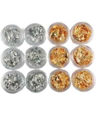 12 Pot/Set Gel Nail Polish Set Nail Art Accessories Gold Silver Paillette Foil Chip Sparkling Flake DIY Glitter Decal Acrylic UV Gel Decoration - Buy Online on GoSupps.com