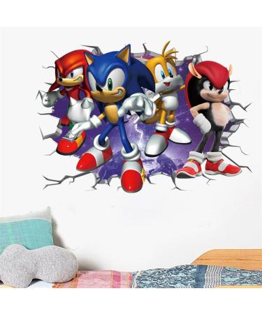 Speed Power Red Hedgehog Anime Cartoon Wall Stickers Meecaa 3D Breaking Wall Decals for Bedrooms Living Room Wall Art Stickers Wall Decor (Speed)