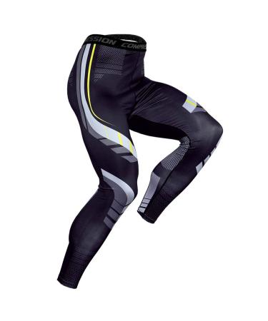 OEBLD Compression Pants Men UV Blocking Running Tights 1 or 2 Pack Gym Yoga Leggings for Athletic Workout Black Pants Large
