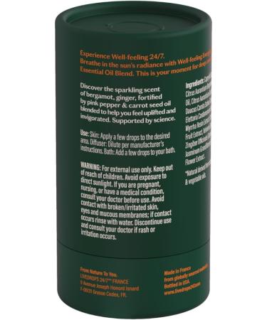 Livedrops 24/7 Energized Essential Oil Blend - Bergamot Ginger Pink Pepper - Natural Aromatherapy for Energy & Focus - Skin-Safe & Diffuser-Ready - Clinically Tested - Crafted in France - Buy Online on GoSupps.com