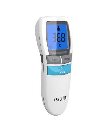 HoMedics No Touch Infrared Thermometer - Non-Contact Portable Forehead Temperature Reader 1-Second Instant Measurement Easy to Read LCD Display Fever Alarm Night Mode Auto-Off - 2yr Guarantee TE-200 Single