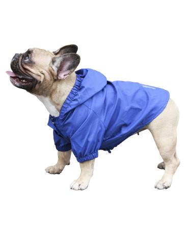 iChoue Dog Raincoat Lightweight Windbreaker Hooded Jacket for French bullodg Shiba Inu Frenchie Outdoor Water Resistant Coat - Blue/Size M Medium Blue