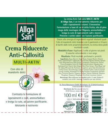 Allga San Multi Aktiv Anti-Callus Cream - Foot Cream Calluses and Duroni 100 ml Moisturizing for Dry Feet and Heels with Sweet Almond Oil to Soften - Buy Online on GoSupps.com