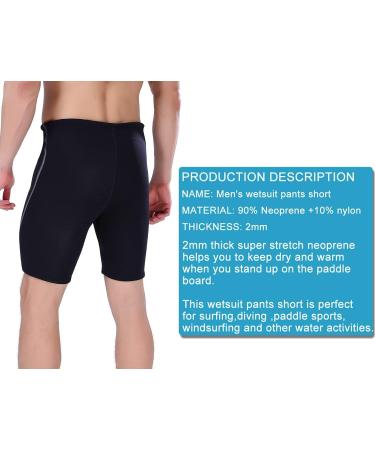 Men's 2mm Neoprene Wetsuit Shorts for Diving, Kayaking, Scuba Surfing - Large Black - Buy Online on GoSupps.com