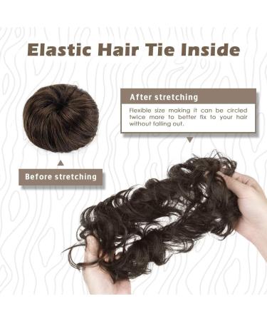 BARSDAR Curly Messy Bun Hairpiece in 4# Brown - 100% Human Hair Scrunchie for Women & Kids - Updo Chignon Extension - 5.1 inch - Buy Online on GoSupps.com