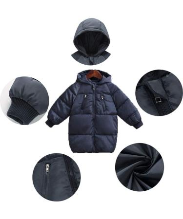 LANBAOSI Kids Winter Long Hooded Puffer Coat - Navy Blue, 5 Years - Buy Online on GoSupps.com