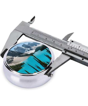 Rocky Mountains Round Pill Box - 3 Compartment Mini Decorative Travel Organizer for Vitamins & Medicine - Portable Purse Pill Case - Buy Online on GoSupps.com