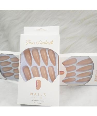 24Pcs Stiletto Press on Nails - Long Acrylic Glossy Nude Fake Nails for Coquette Women - Perfect for Manicure Art & Easy Application - Buy Online on GoSupps.com