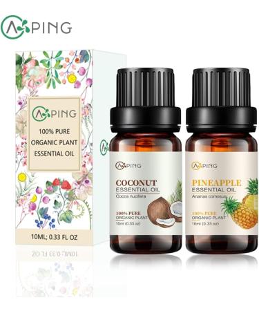 Coconut & Pineapple Essential Oils - 100% Pure Organic Oils for Diffuser Spa & Massage | 2x10ML - Buy Online on GoSupps.com