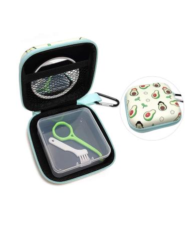 AMHDV Orthodontic Retainer Case Portable Mouth Guard Box with Aligner Removal Tool Mirror and Bag (01-Avocado)