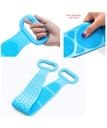 2 PCS Long Silicone Body Back Scrubber for Men, Women & Children - Blue - Buy Online on GoSupps.com