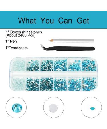 ALOCIAM 2200pcs Crystal Nail Rhinestones SS5-SS12 Crystal Nail Rhinestones Large Water Blue Nail Diamond DIY Nail Decorations Water Blue for DIY Decorations 1HRZ-Water Blue - Buy Online on GoSupps.com