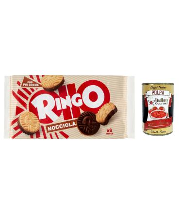 Italian Gourmet E.R. Pavesi Ringo Nocciola Hazelnut Cookies 330g + Italian Gourmet Pulp 400g Set of 6