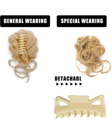 Long beard ball head wig bun grab clip Fluffy natural scrunchie bridal cocktail hairpin Messy Hair Bun Extensions Curly Wavy Hair Scrunchies claw Clip Messy Bun Hairpiece (Golden yellow) - Buy Online on GoSupps.com