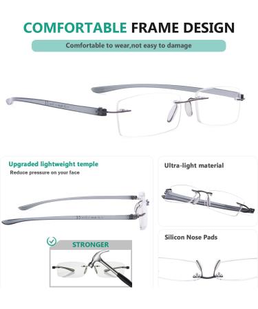 Eyekepper 6-Pack Mix Color Small Rimless Reading Glasses - Frameless Eyeglasses for Men & Women +2.50 Strength - Buy Online on GoSupps.com