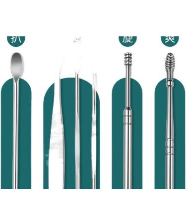 Stainless Steel Ear Cleaning Set - Portable 6-Piece Spiral Earpick Tool | Spring Design for Effective Ear Cleaning - Buy Online on GoSupps.com