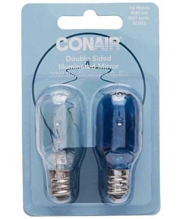 Conair Incandescent Mirror Replacement Bulbs 20W - Clear & Blue - 2 Count - Buy Online on GoSupps.com