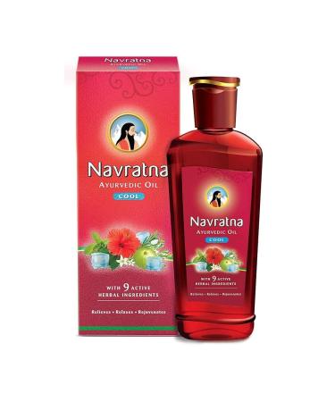 Navratna Ayurvedic Cool Oil | With 9 Active Herbal Ingredient | Relaxing Head Massage Oil | Quick Relief from Headache & Body Ache | 16.91 FL Oz/500