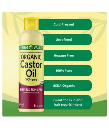 Cold-Pressed Castor Oil - Organic Unrefined & Hexane-Free - 8 fl oz for Hair & Skin | International Shipping - Buy Online on GoSupps.com