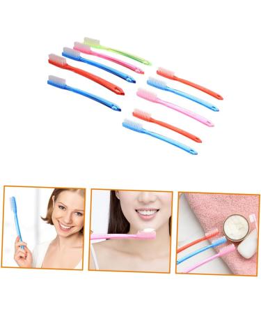 10 Piece Travel Toothbrush Set - Practical Manual Brushes for All Ages - Stiff Plastic & Elderberry Design - Buy Online on GoSupps.com