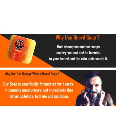 Wild Orange Walnut Beard Soap - Natural Beard Wash & Shampoo - Exfoliating Scrub for Men - Shea Butter & Coconut Oil - 1 Bar - Father's Day Gift - Buy Online on GoSupps.com