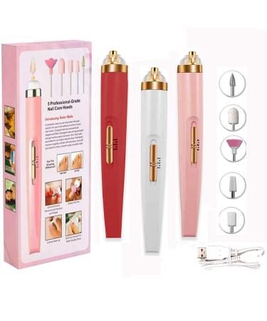 Electric Nail File Nail Files Professional Adjustable Speed Portable Electric Manicure Pedicure Kit 5 in 1 Nail Drill Electric File USB for Acrylic Nails Gel Nails (red )