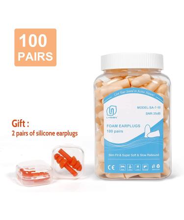 100 Pairs Slim Size Foam Ear Plugs for Small Ear Canals Women - 35dB SNR Noise Canceling Earplugs for Sleeping, Snoring, Work, Studying - Flesh Color Skin - Buy Online on GoSupps.com