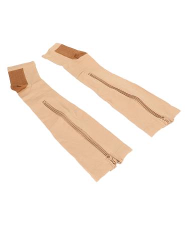 Zipper compression socks high-stretching 2-part open toe compression calf stockings prevent slipping and improving pain for athletes to improve pain (S/M)