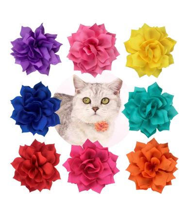 BIPY 8PCS Dog Collar Flowers and Bows Puppies Cats Adjustable Collar Charms Accessories Slides Grooming Attachment for Pet Doggy Kitten Rabbits Birthday Wedding Festival Costume