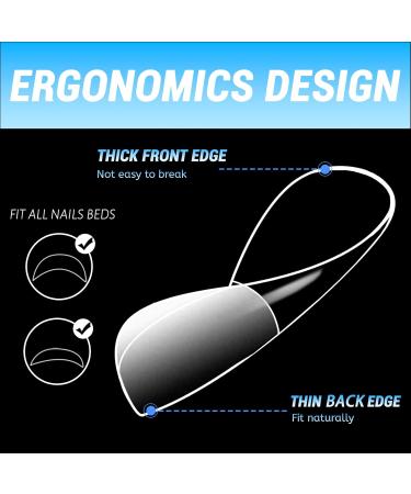 240pc Stiletto Gel Nail Tips - Long Clear Press-On Acrylic Nails | 12 Sizes Full Cover XL Soft Gel Extensions - Buy Online on GoSupps.com