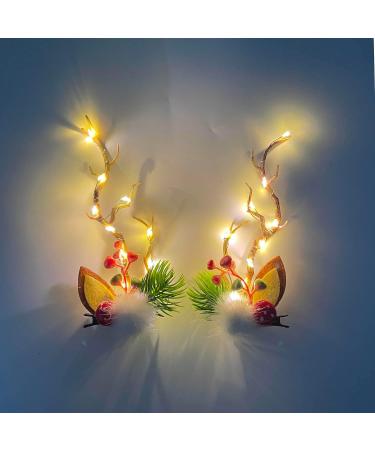 Clataly LED Christmas Hair Pins Simulation Tree Branch Hair Clips Light Up Flower Hairpin Hair Accessories for Women and Girls (Warm light A) - Buy Online on GoSupps.com