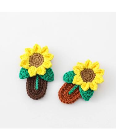 Crochet Knitted Hair Clips for Girls Children's Day Birthday Christmas Gifts Hair Accessories Clips Strong Hold Jaw Clamp for Thick Thin Hair Makeup Application (Sunflower) - Buy Online on GoSupps.com