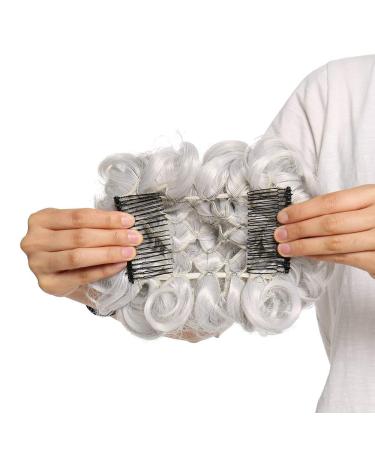 SEGO Hairpiece Hair Extensions - Silver-Gray Bun Updo & Ponytail | Messy Donut Braid with Comb & Hair Tie for Effortless Style - Buy Online on GoSupps.com
