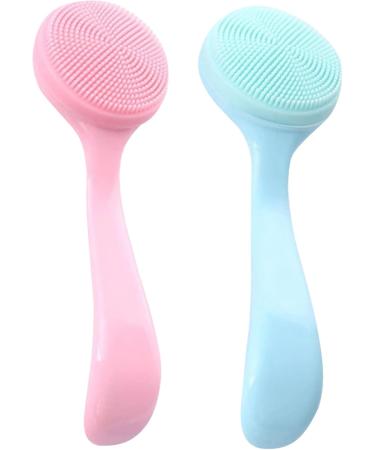 Silicone Face Scrubber 2PCS Manual Facial Cleansing Brush with Handle Deep Cleaning Gentle Exfoliating Face Exfoliator Brush Silicone Face Scrubber - Buy Online on GoSupps.com