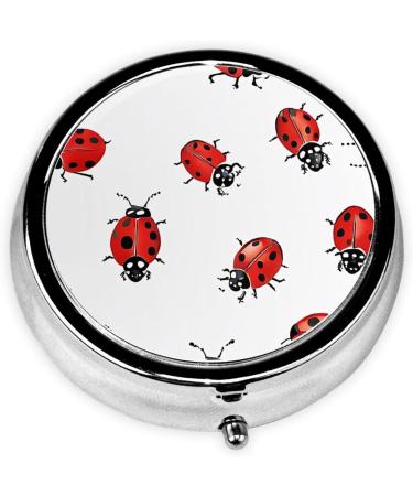 Art Ladybug Tracks Mini Round Pill Box | 3 Compartment Travel Organizer | Portable Medicine Case for Home & Office - Buy Online on GoSupps.com