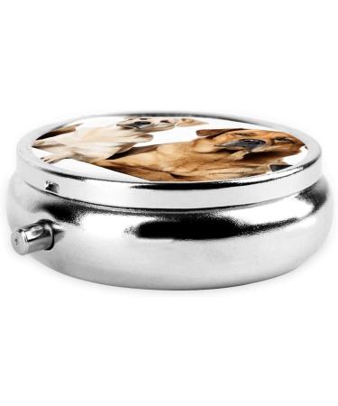 Shop Pomeranian Pattern Mini Round Pill Box - 3 Compartment Pill Organizer for Travel & Home Use - Buy Online on GoSupps.com