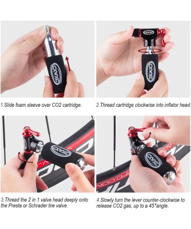 CO2 Inflator Kit with 4 x16g Cartridges - Presta & Schrader Valve Compatible - Bike Pump for Road and Mountain Bikes - Buy Online on GoSupps.com