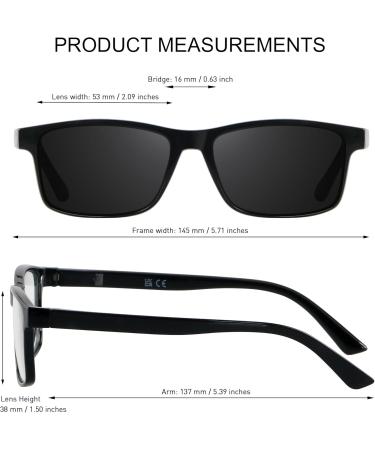 ANDWOOD Blue Light Blocking Reading Glasses | Polarized Sunglasses for Men & Women | UV Protection | Anti-Blue Light Lens | 0.0x Black Readers - Buy Online on GoSupps.com