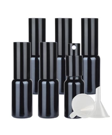 Zeoabsy 6 pieces 20 ml gloss black glass spray bottles & 1 piece of funnel 20 ml empty glass refillable atomatable atomizer spray bottle travel home perfume dust